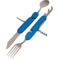 Многофункциональный походный нож (ложка,вилка,нож) 6-в-1, синий купить в Серпухове