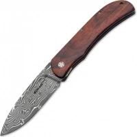 Нож складной Boker Plus Exskelibur I Damascus Cocobolo, дамасская сталь Plain, рукоять дерево, 01BO222DAM купить в Серпухове