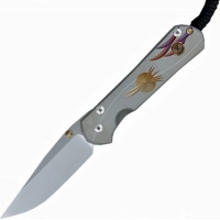 Нож складной Chris Reeve Large Sebenza 21 Unique Graphics Citrine Cabochon, сталь CPM-S35VN, рукоять титан купить в Серпухове