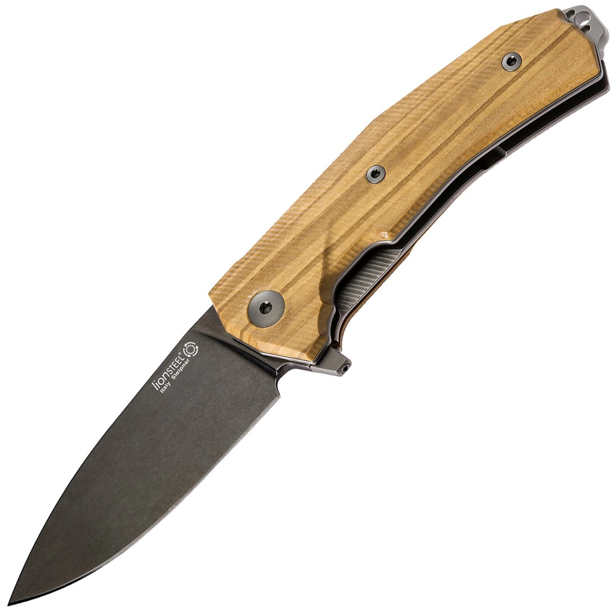 Нож складной LionSteel KUR BUL Olive Wood, сталь Stonewashed & PVD-Coated Uddeholm Sleipner®, рукоять оливковое дерево