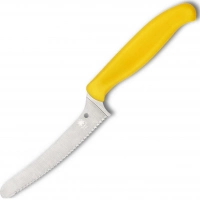 Универсальный кухонный нож Spyderco Z-Cut Serrated Offset Kitchen, сталь CTS™ — BD1 Alloy, рукоять желтый полипропилен купить в Серпухове