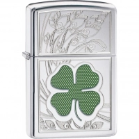 Зажигалка ZIPPO Classic «Клевер» с покрытием High Polish Chrome купить в Серпухове